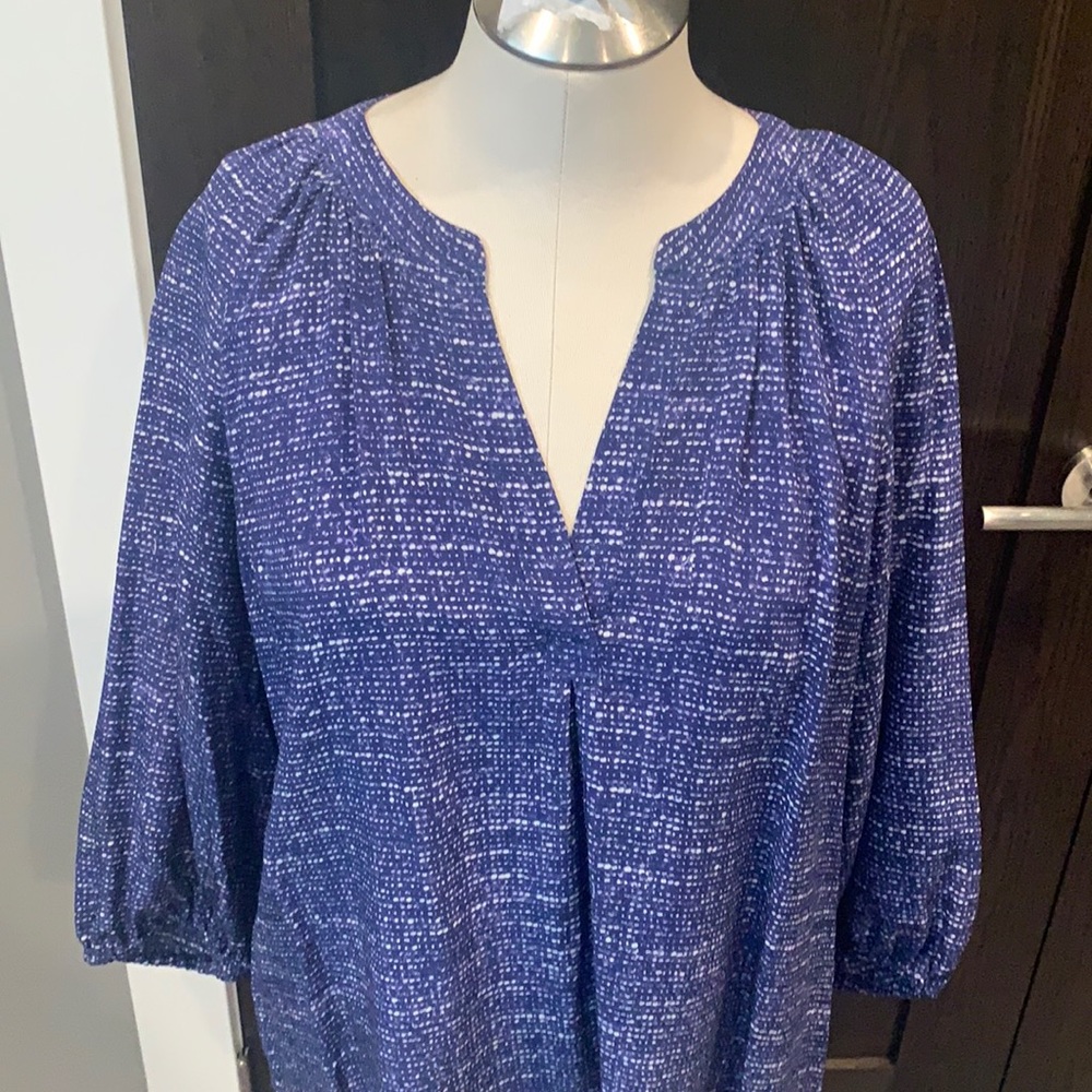 Joie Navy & white scattered dot silk top